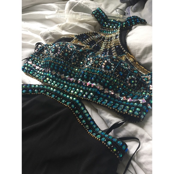 PromGirl Dresses & Skirts - Beaded Cutout Prom Dress